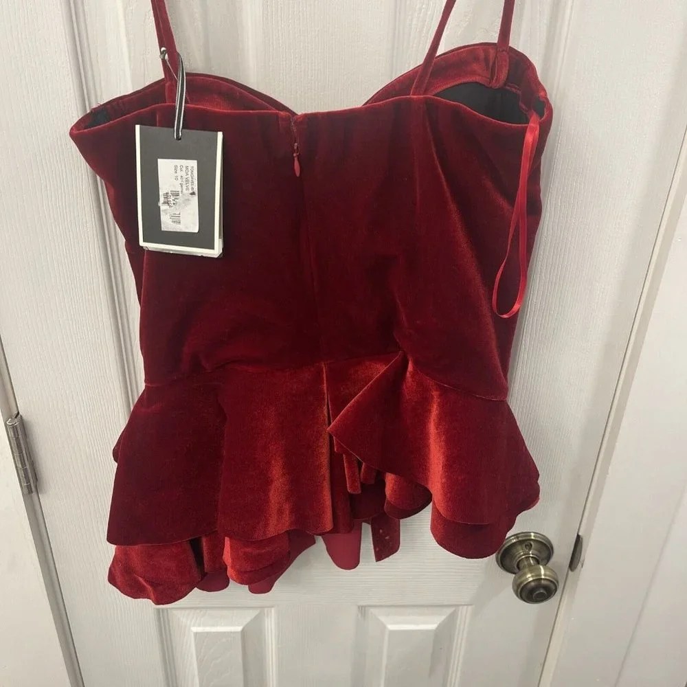 CHIARA BONI LA PETITE ROBE  Women's Moa Velvet Tank Top Garnet Italy! $595 - Picture 5 of 5